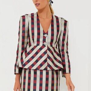 Tuckernuck: Bordeaux Check Jacquard Zoey Top